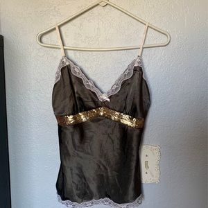 Baby Phat olive green satin tank top